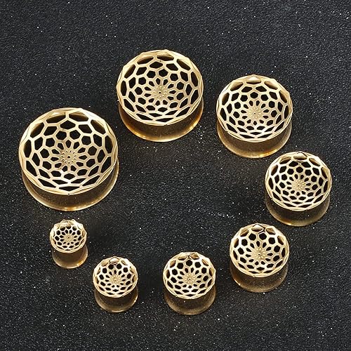 Miniatura 6 de LADEMAYH 2Pcs Vortex Design Size 0g - 1 inch Ear Plugs Gauges for Ears, Stainless Steel 316L Ear Tunnels Gauge Earrings, Hypoallergenic Ear