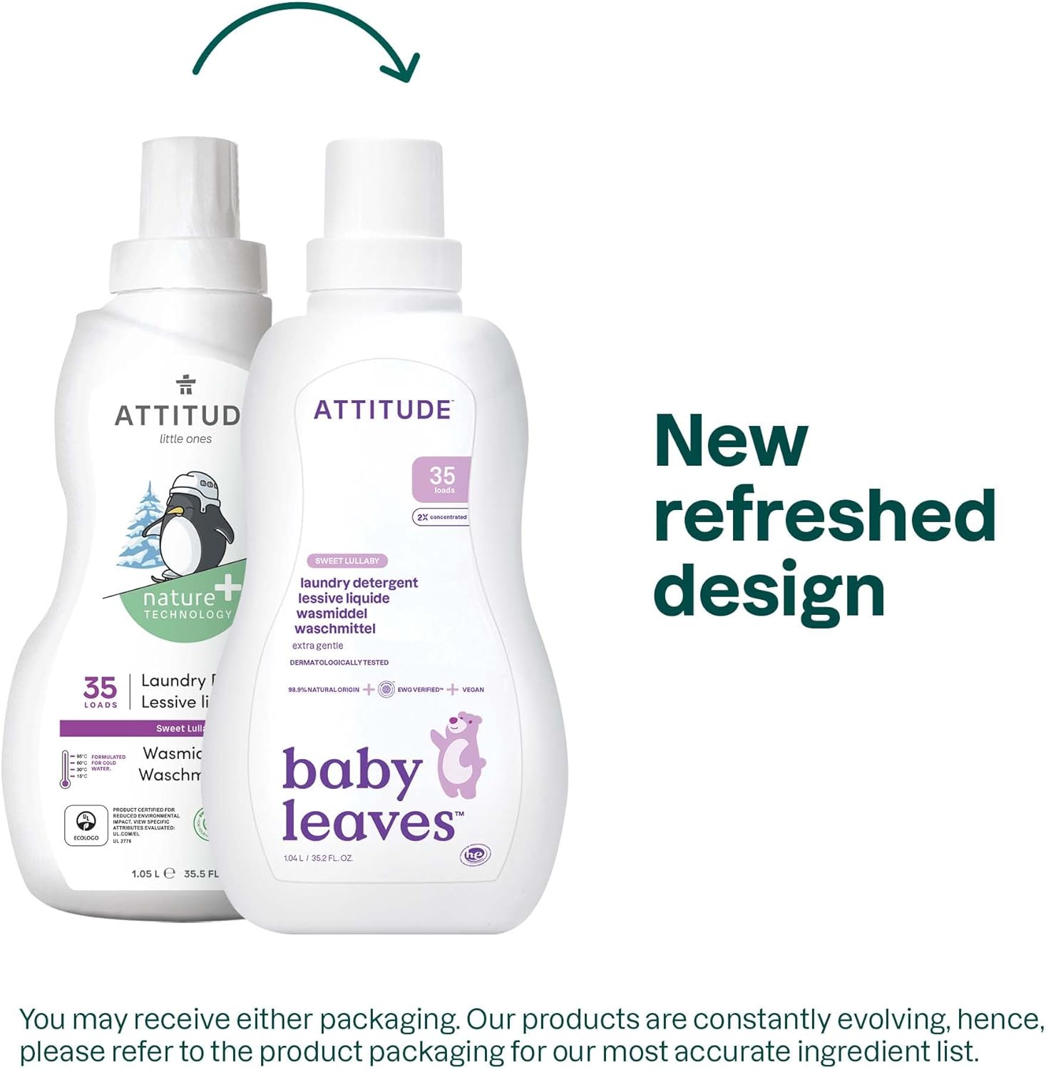 ATTITUDE Baby Laundry Detergent, EWG Verified, Plant and Mineral-Based Formula, HE Compatible, Vegan Household Products, Sweet Lullaby, 35 Loads, 35.5 Fl Oz - Image 2