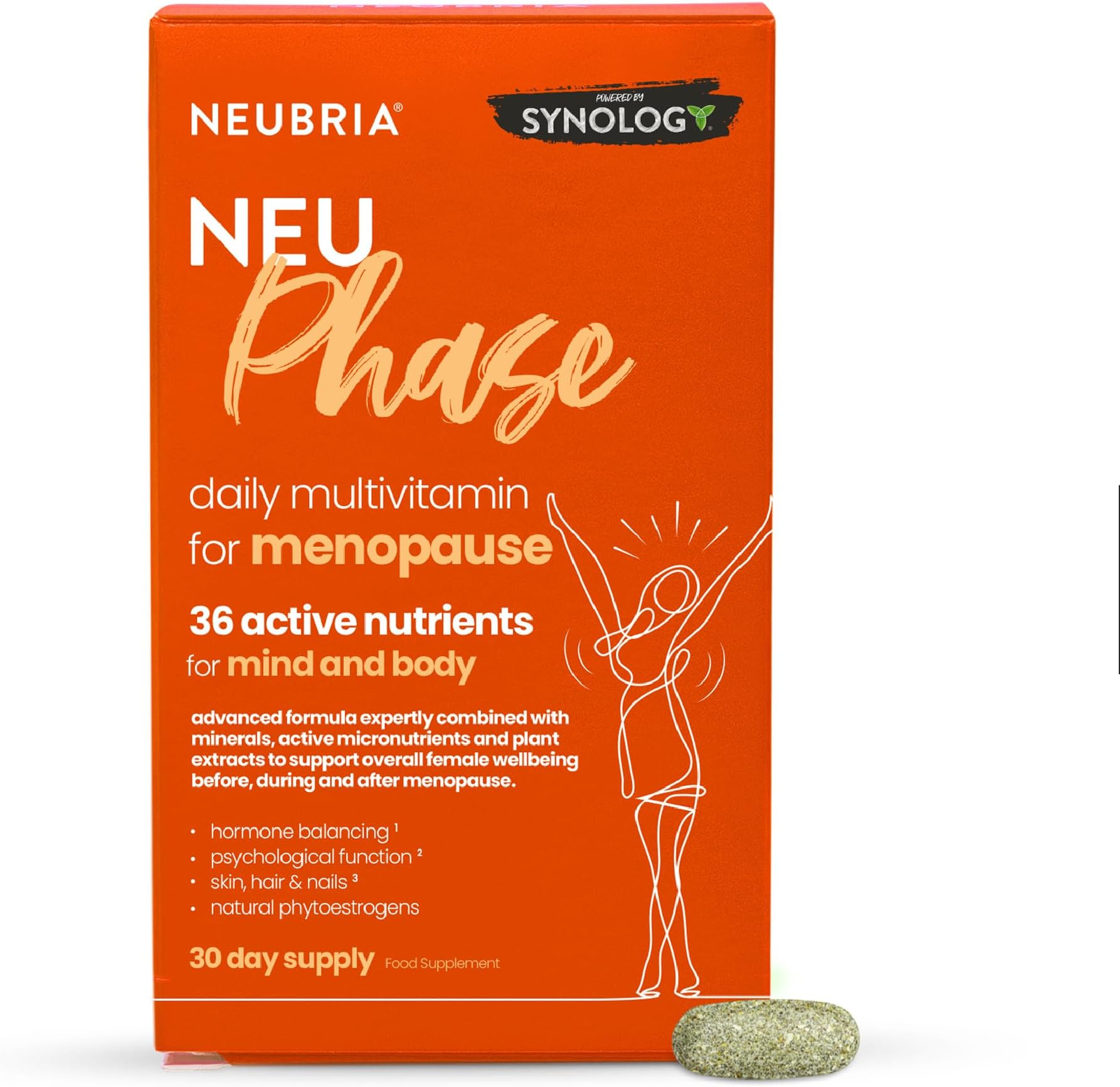 NEUBRIA NEU Phase Multivitamin for Menopause – 36 Nutrients & Botanicals for Perimenopause & Menopause - Hot Flushes & Night Sweats Supplement– Hormonal Balance & Energy Support – 30 Tablets