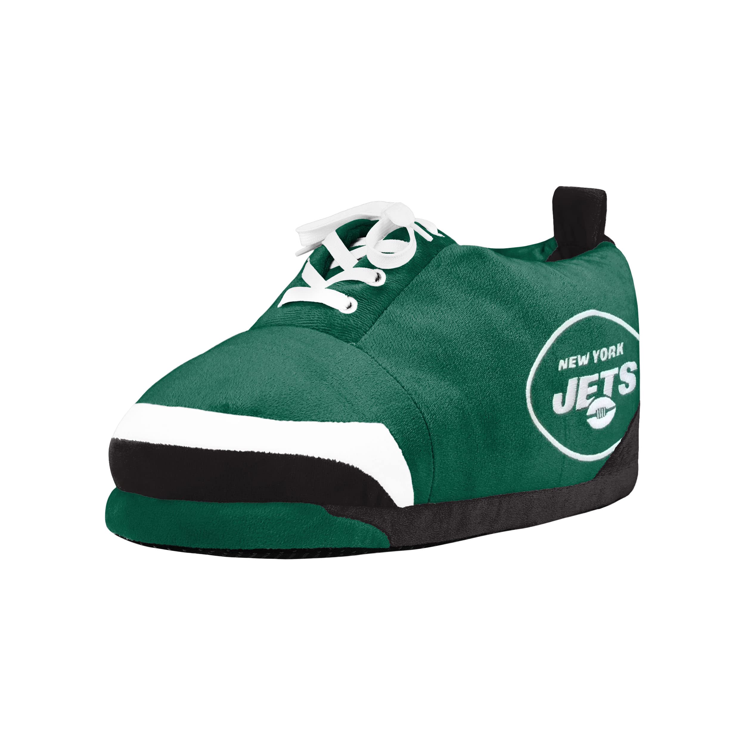 FOCO Mens NFL Team Logo Plush Oversized Sneaker Slippers New York Jets