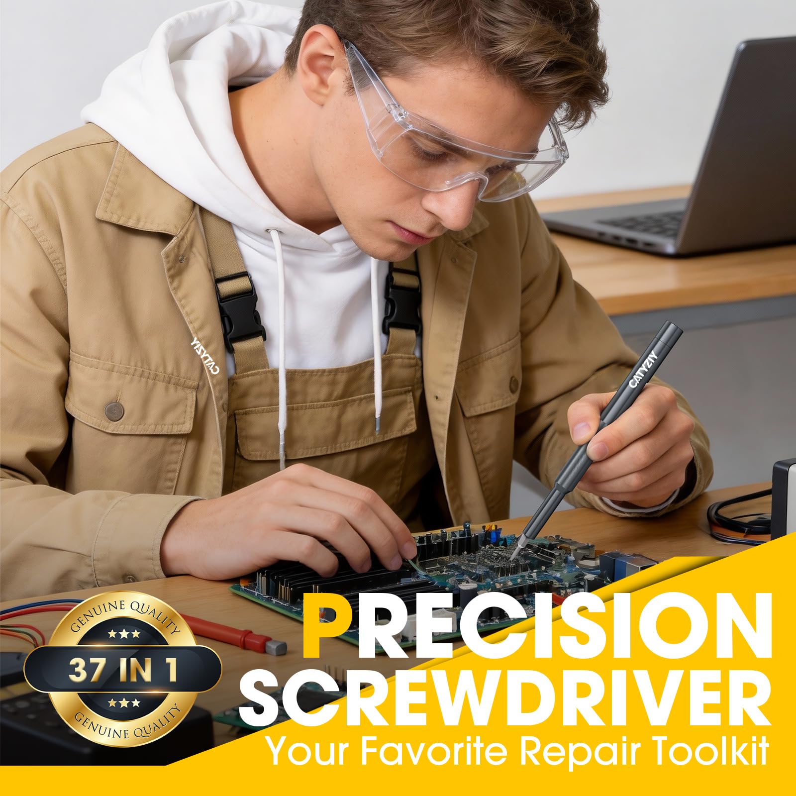 Juego de destornilladores de precisión 37 en 1, mini kit de herramientas de reparación con punta magnética y alfombrilla magnética para iPhone, MacBook, portátil, PS5, Xbox, Switch, gafas