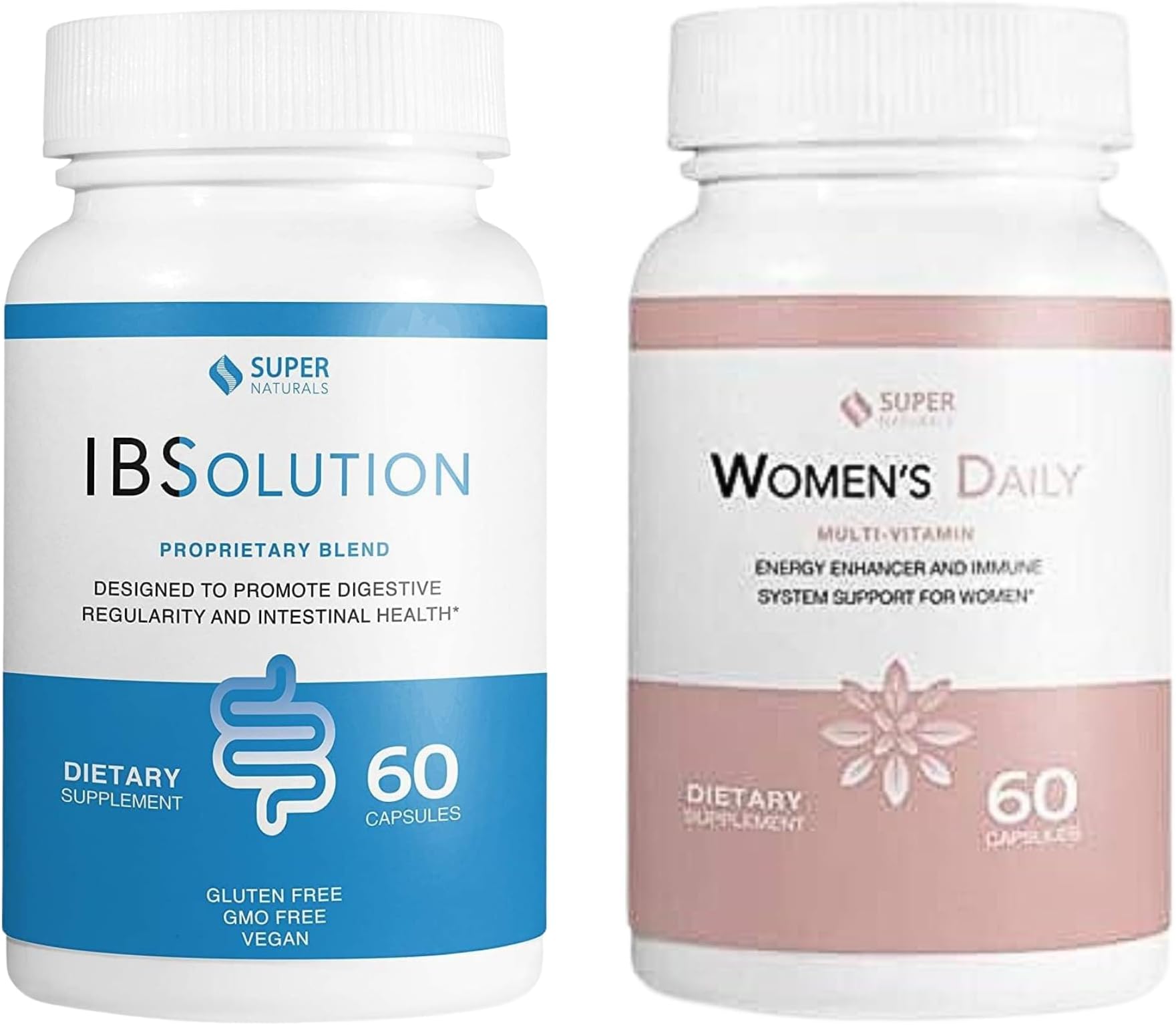 IBSolution and Women's Multi-Vitamin - All-Natural Supplement to Support Digestive Health, Gas, Bloating, Diarrhea and Constipation, Immune System Support - 60 Capsules, 2-Pack