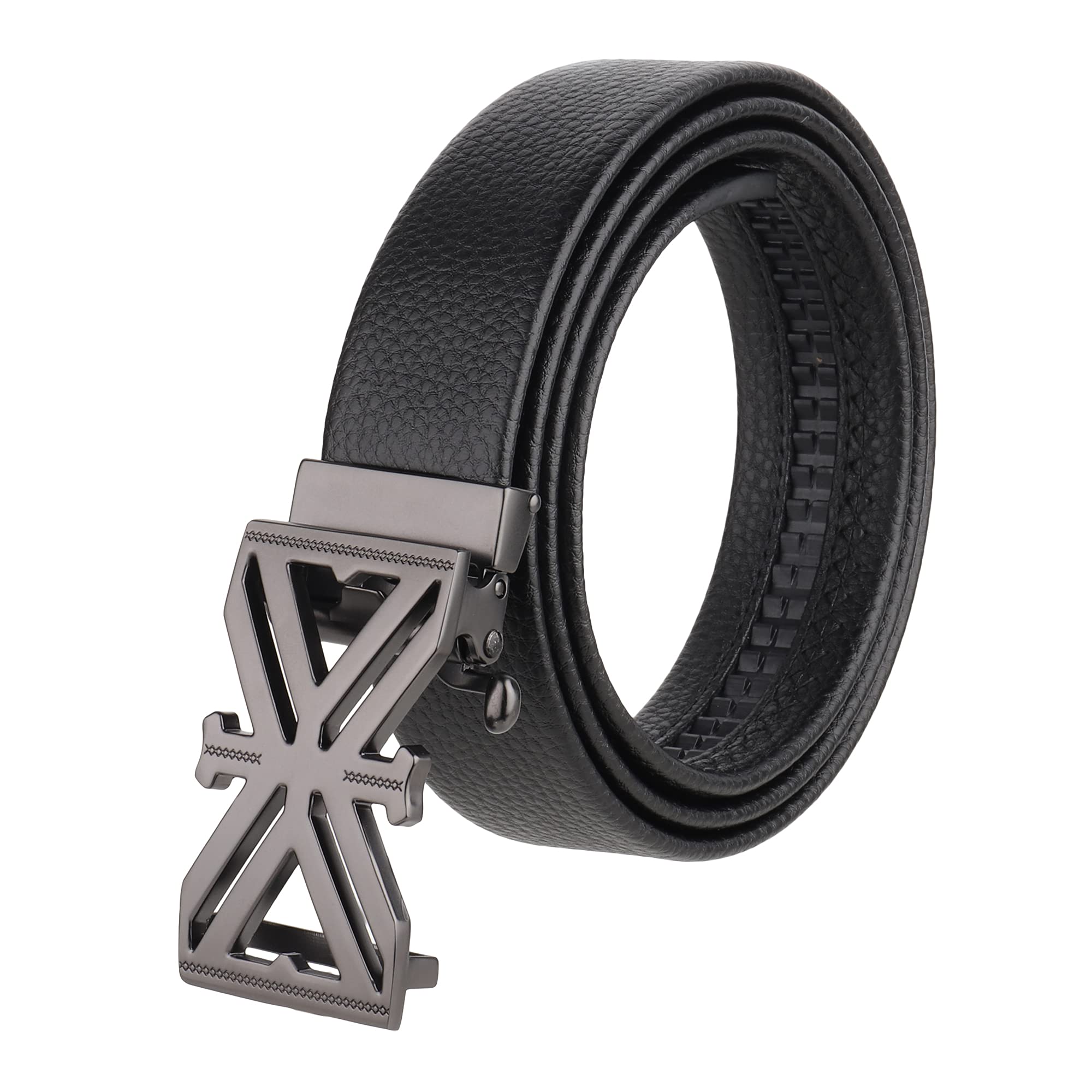 zacharias Men's Faux Leather Belt with Autolock Buckle s-112 (Black, 5XL) (Pack of 1)-picture-33