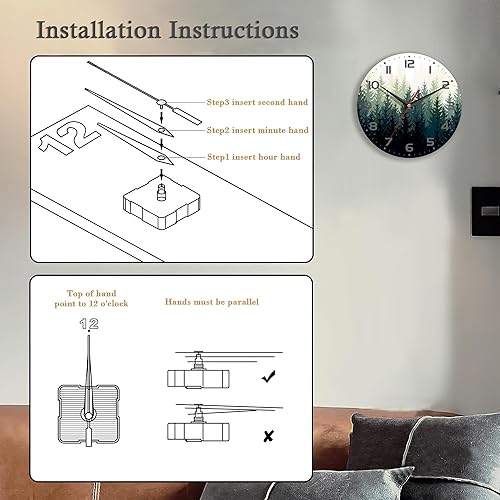 Miniatura 3 de Reloj de pared, 10 pulgadas, silencioso, sin tictac, decoración de cocina para el hogar, funciona con pilas, para baño, dormitorio, sala de estar,