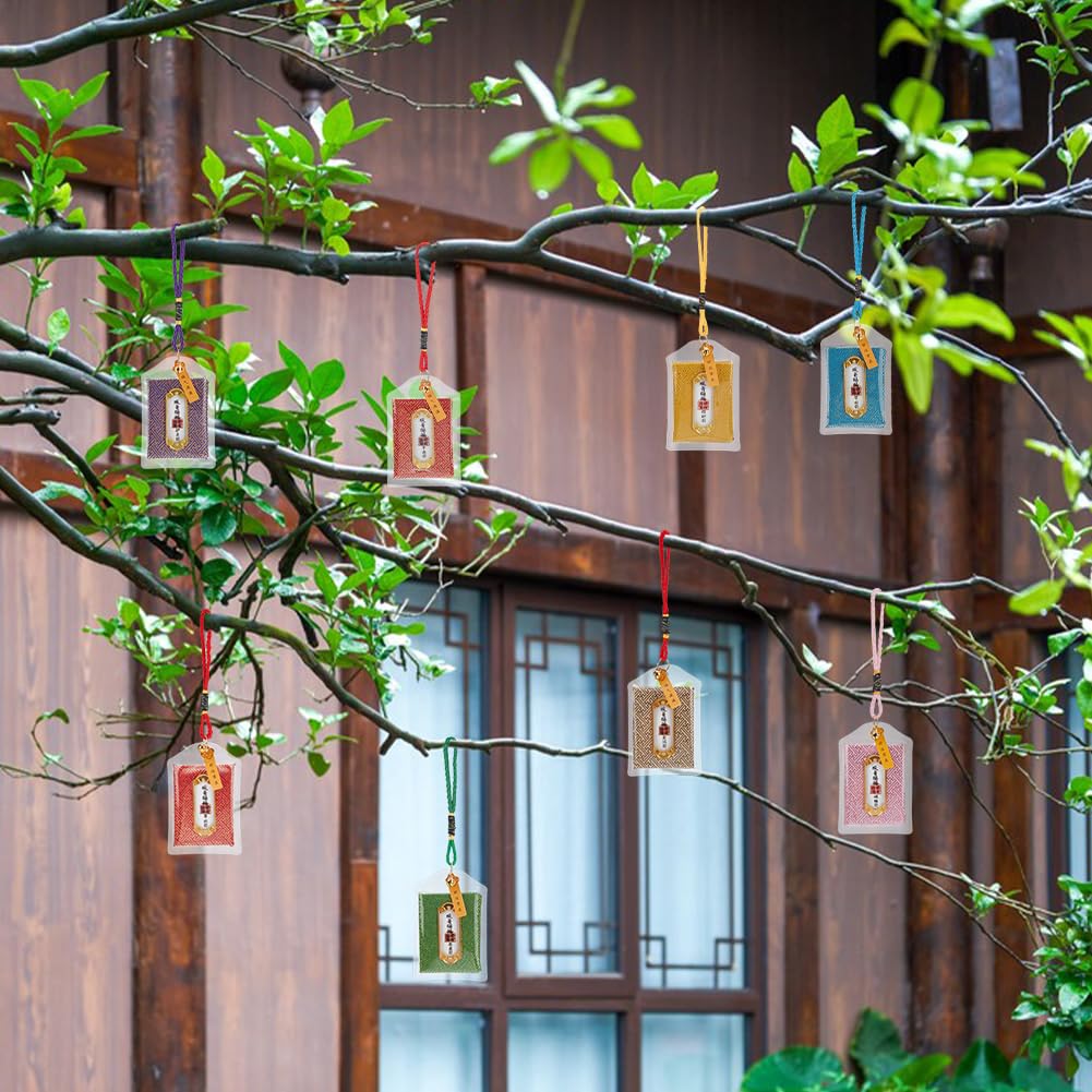 WEBEEDY 8 ciondoli Omamori giapponesi buona fortuna sacchetto appeso Amuleto Omamori giapponese sacchetto appeso portafortuna, sacchetto di benedizione ciondolo per la salute sicurezza Fortuna