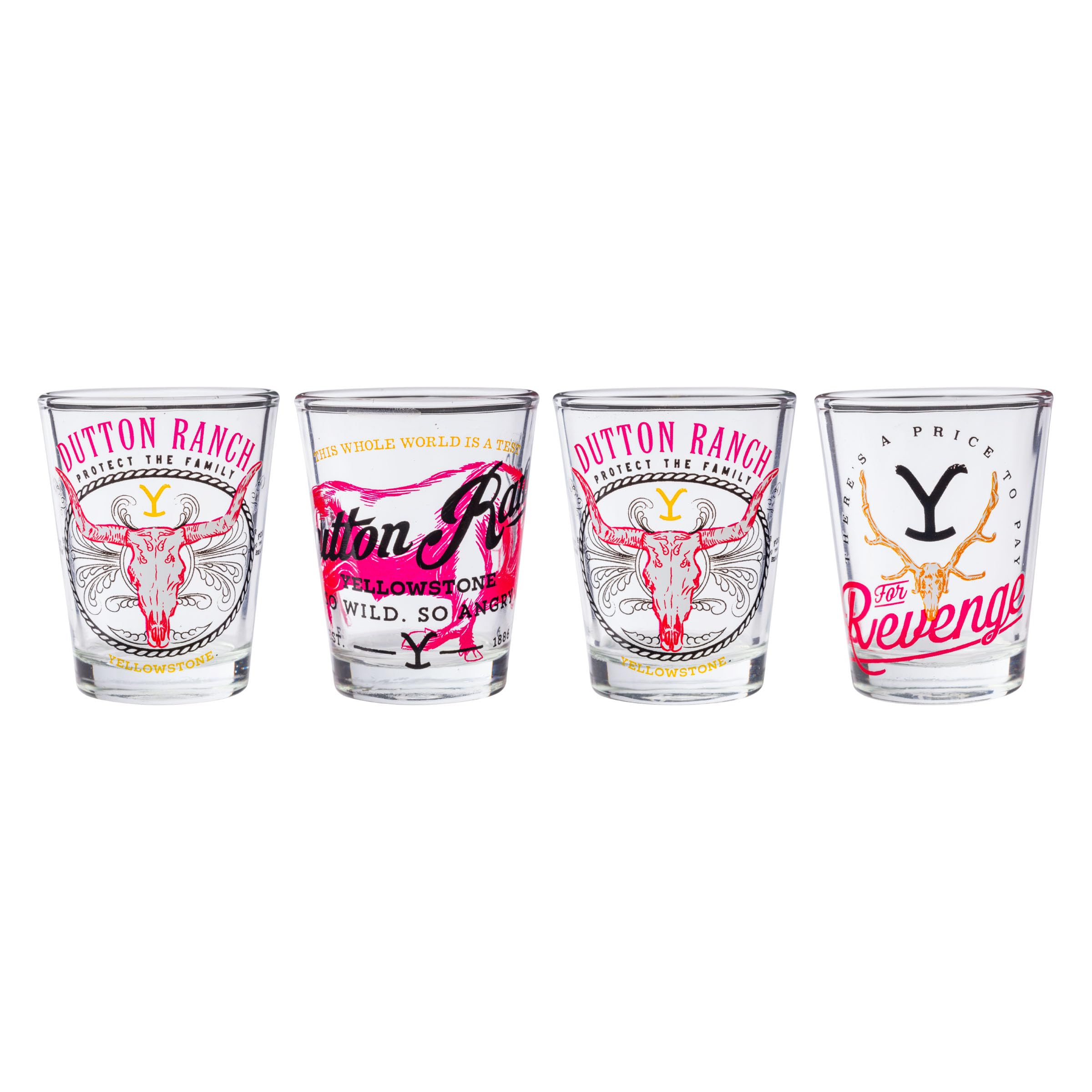 Silver Buffalo Yellowstone Multi Badge 4 Stück Mini Glas Set 4 x 1, 42,5 g