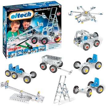 eitech Basic Construction Kit - Metal Construction Kit 00006, 8-in-1 Set with 270 Pieces | Konstruktionsspielzeug, Modellbau 