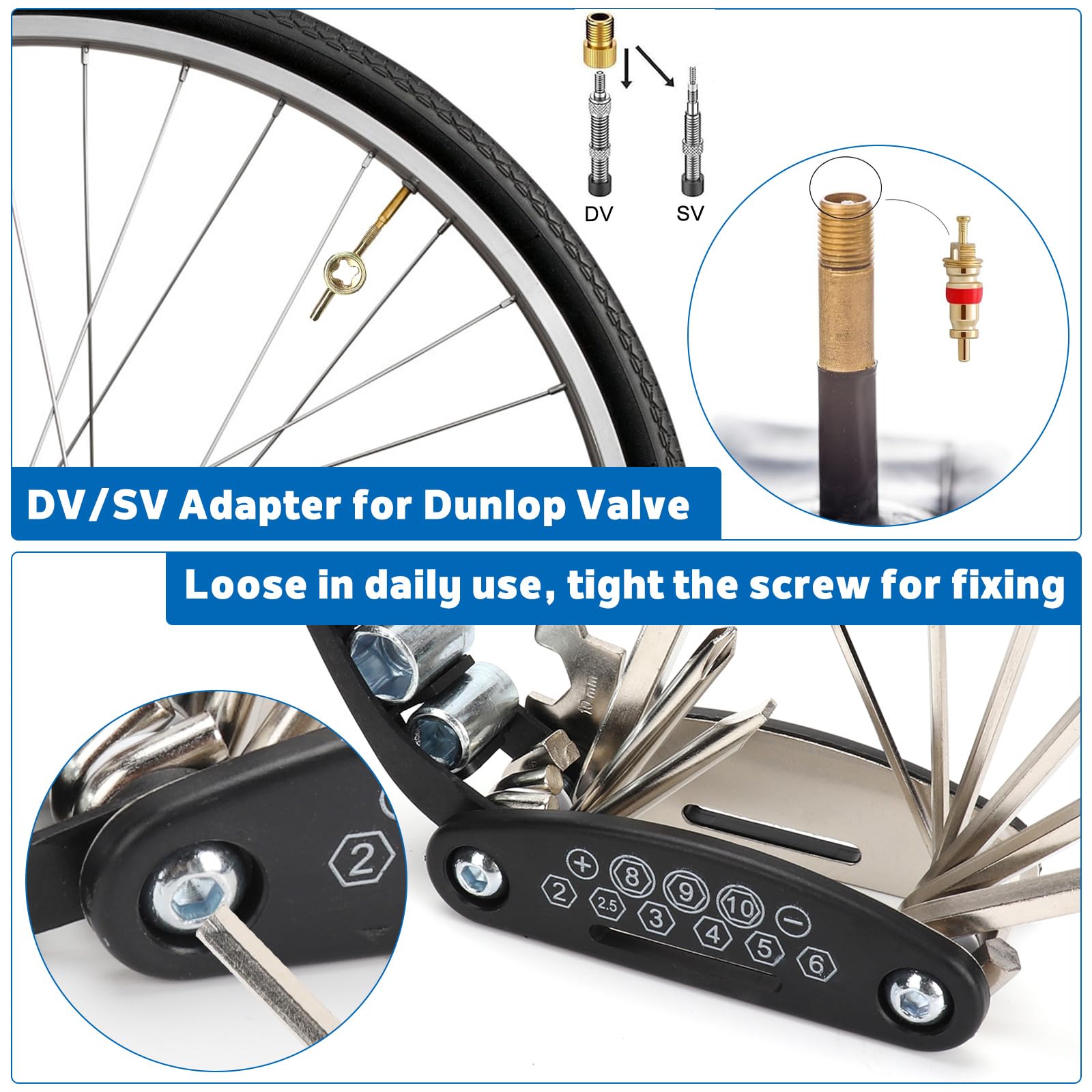 Multifunzione Kit Riparazione Bici 16 in 1,Portatile Emergenza Kit Foratura Ciclismo Professionali con Toppa per Pneumatici,Borse da Sella Impermeabili,per MTB Biciclette da Strada Accessori