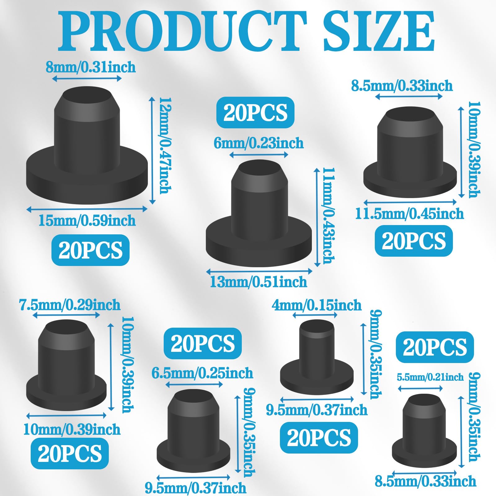 140Pcs Black Rubber Plug Box - Image 2