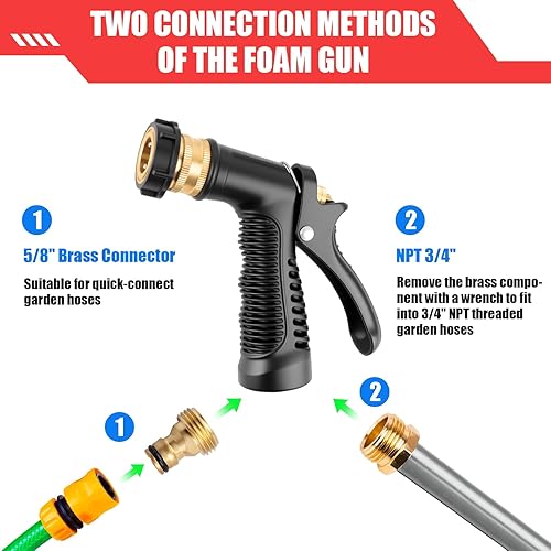 Miniatura 3 de Pistola de espuma para lavado de autos, rociador de lavado de autos con boquilla de espuma de esfera de espuma ajustable, cañón de espuma que se