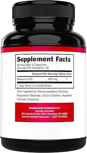 Miniatura 2 de Suplemento de berberina de 500 mg por porción (60 cápsulas) Berberina HCL para apoyo a la salud intestinal para hombres y mujeres - Suplementos