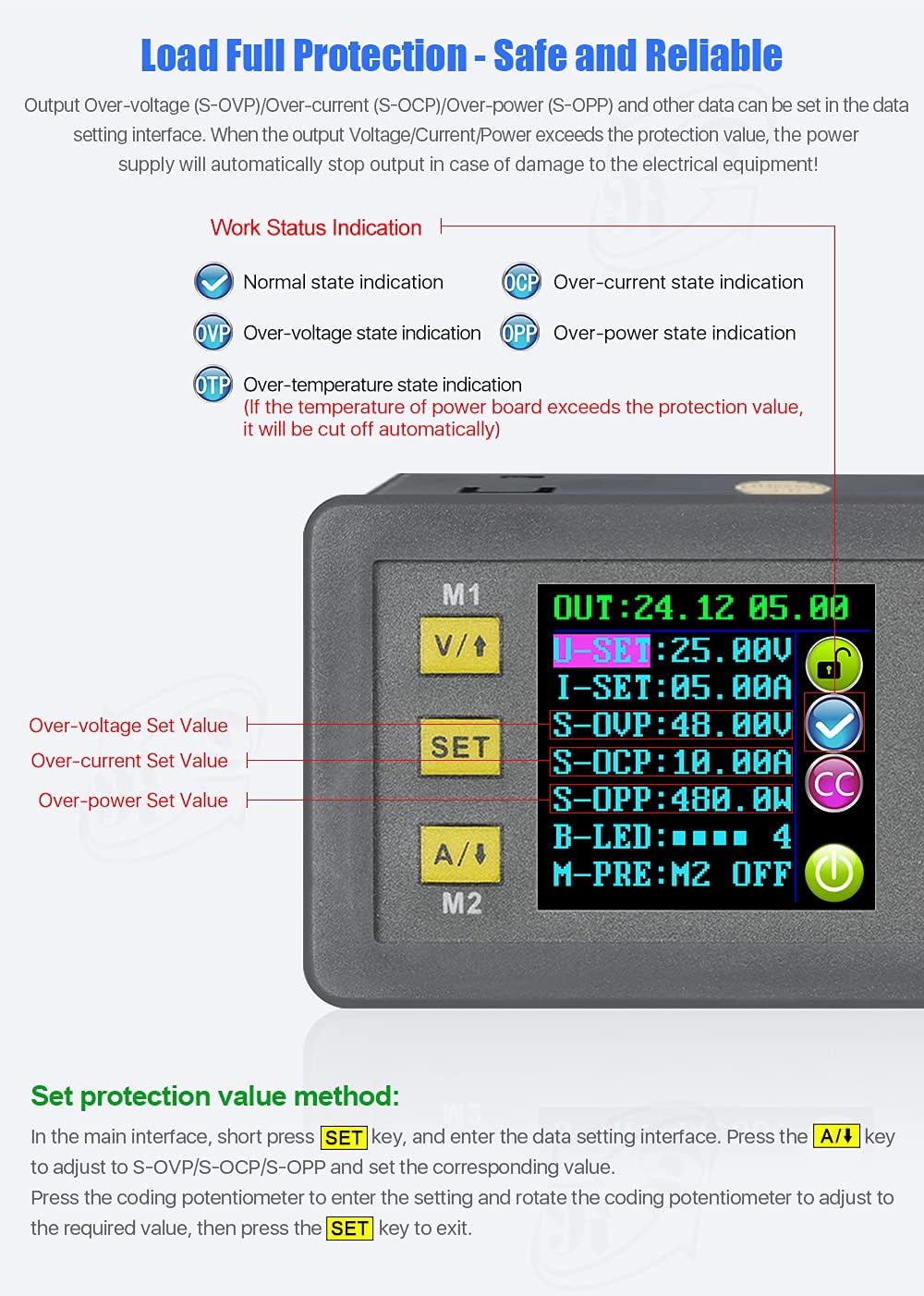 RD DPS5020 6-60V to 0-50V 20A Constant DC DC Voltage Current Step-Down Power Supply Module Buck Voltage Converter Voltmeter Support Android Phone PC Communication(DPS5020-USB-BT+case)