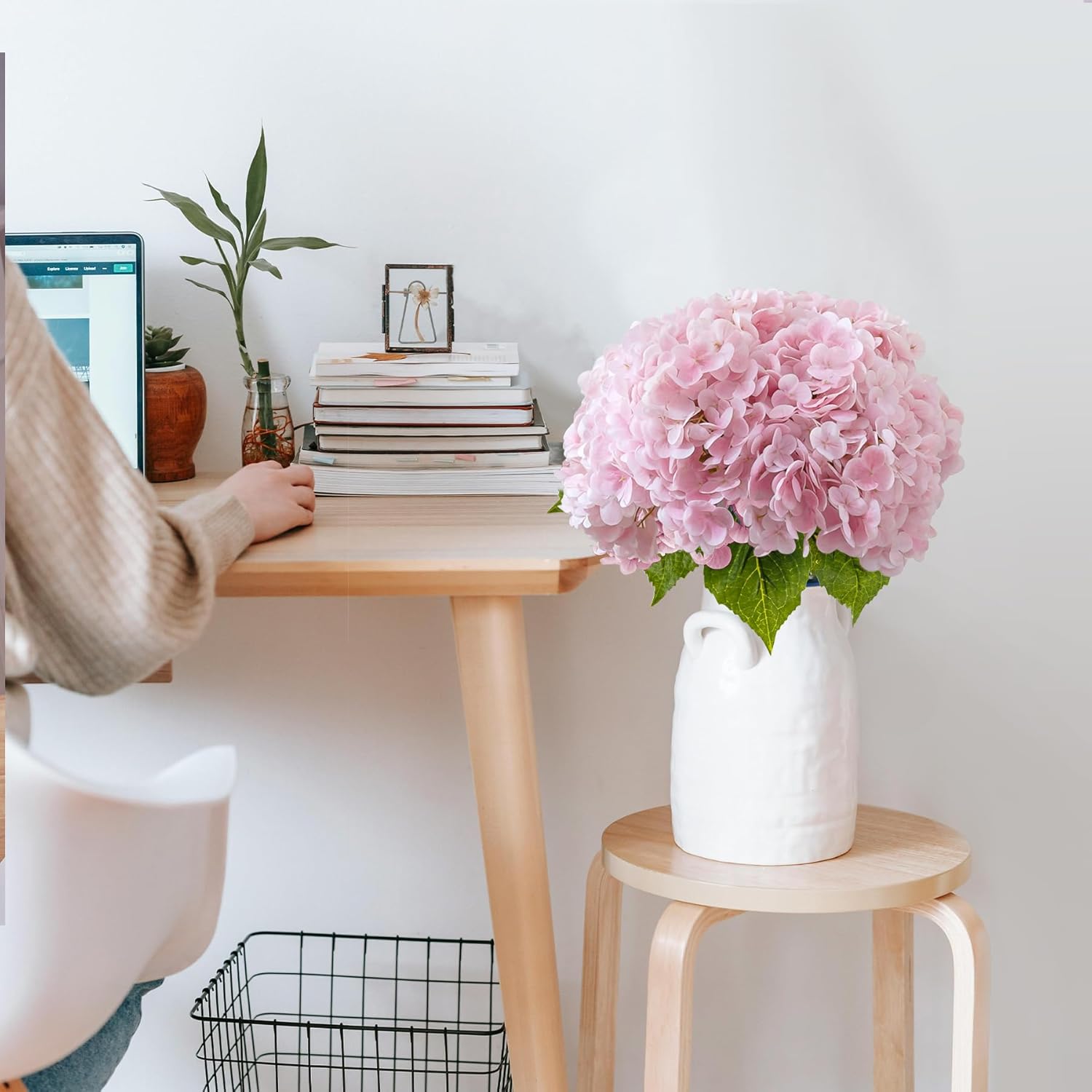 BonBloom's 3 Pcs Pink Hydrangea Artificial Flowers,21" Latex Hydrangeas with Stems,Fake Real Touch Flowers for Wedding Table Centerpieces Floral Arrangement Home Decor - Image 7
