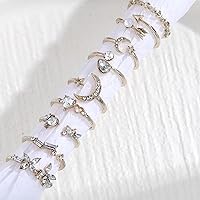 Vista 4 de Anillos Apilables de Oro para Mujeres Rellenos de Medias Navideñas para Adolescentes Conjunto de Anillos de Hoja de Perla Circonita Cúbica Corazón