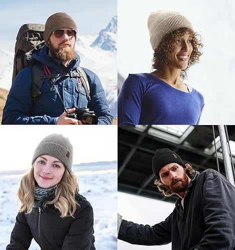 Miniatura 5 de Wmcaps Gorro de invierno para hombres y mujeres, gorro de punto suave y cálido con forro polar