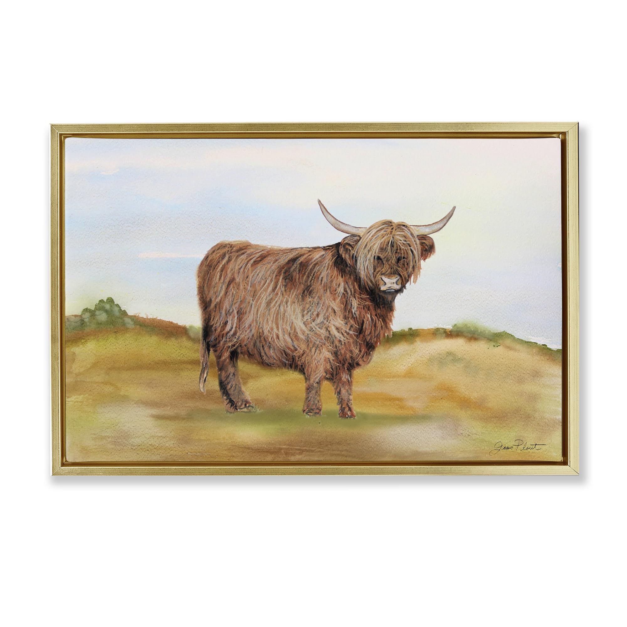 Stupell Industries Farm Animal In Pasture Brown Framed Floater Canvas Wall Art, design by Jean Plout, 17 x 25