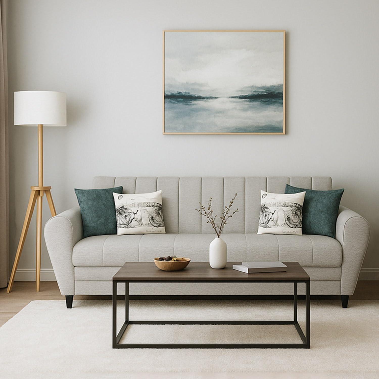 Bali Premium Fabric 3 Seater Sofa for Living Room (Grey) | Modern 3 Seater Sofa Set Couch with 2 Cushions for Bedroom Hall Festival Gift | 3 Year Warranty