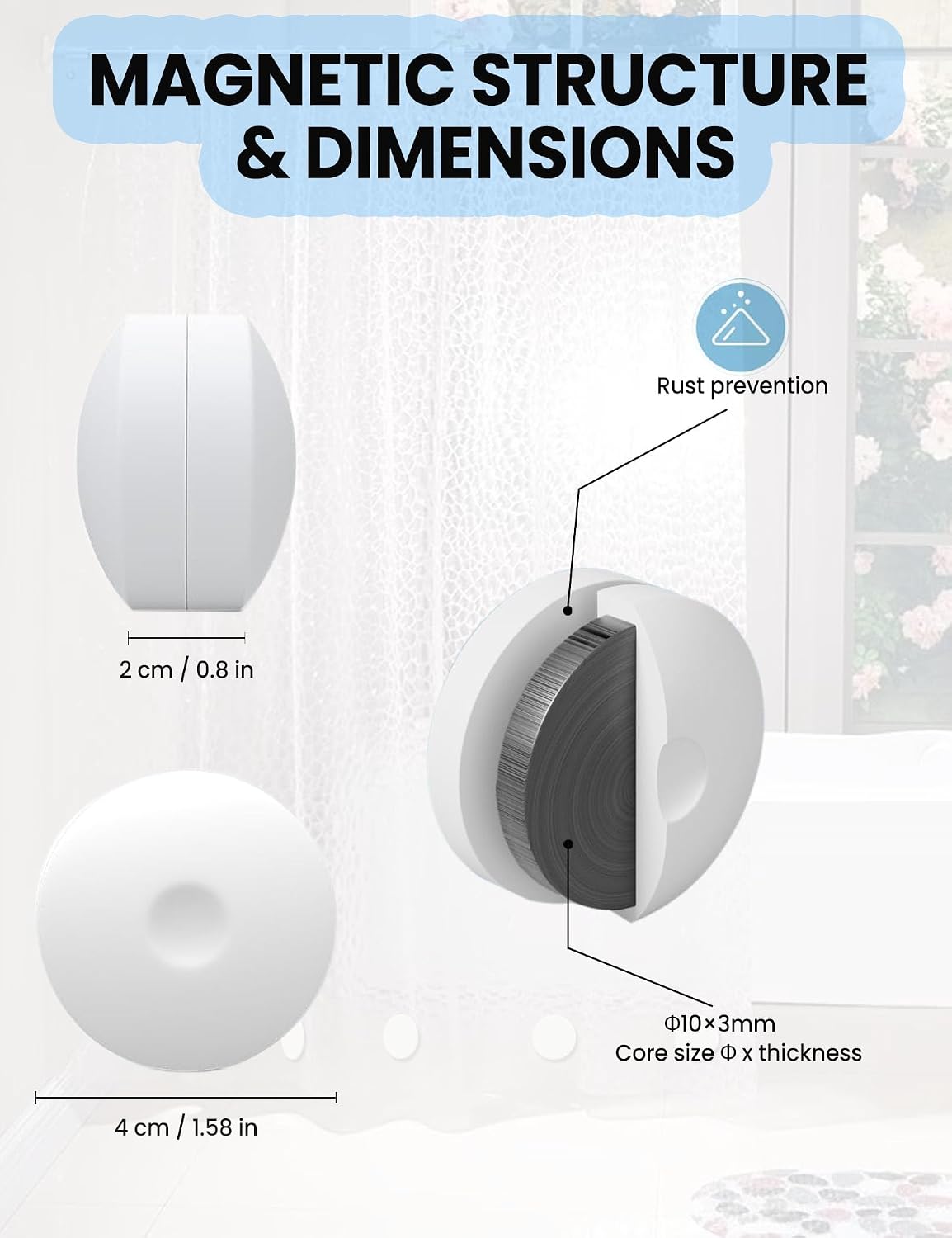 16 Pcs Magnets Shower Curtain Weights, Waterproof Silicone Curtain Weights