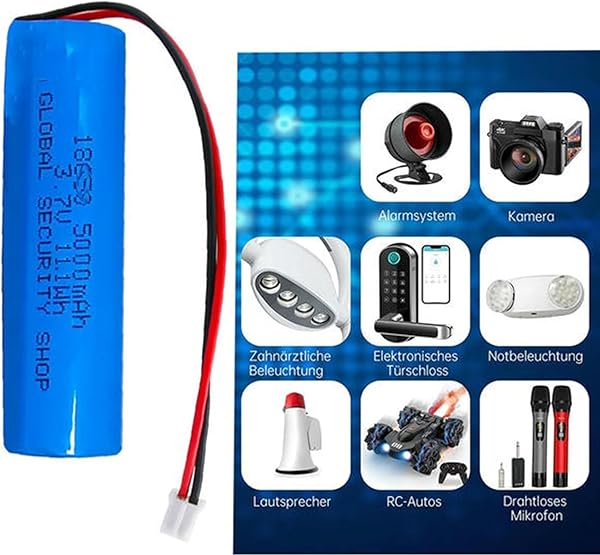 Batteria ricaricabile con connettore PH2.0/2P e XH2.54/2P da 3,7V, 5000 mAh per prodotti elettronici fai da te, giocattoli, illuminazione, dispositivi Bluetooth (PH2.0/2P) - 4