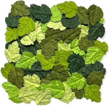 100PCS Mulberry Paper Fern Leaves, Artificial Green Paper Leaves for DIY Crafts, Scrapbooking, Card Making, Floral Arrangements, Wedding Decorations, Handmade Leaf Embellishments, 35 x 30mm Green Tone