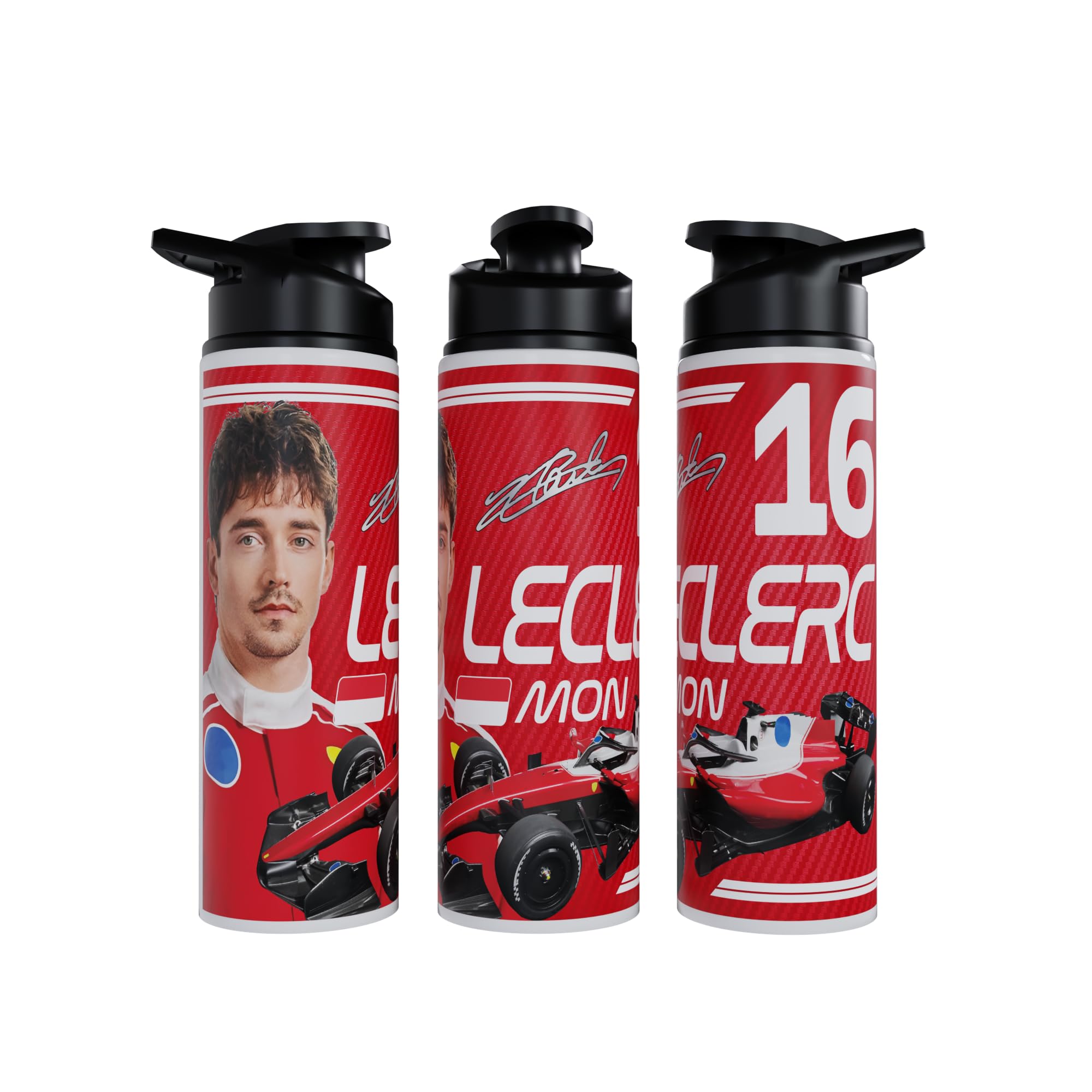Partisan Leclerc Water Bottle F1 inspired Racing Fan Gift 750ml or 600ml Aluminium Sports Bottle with Flip Lid Carry Handle 2026 (Red, 750, Millilitres)
