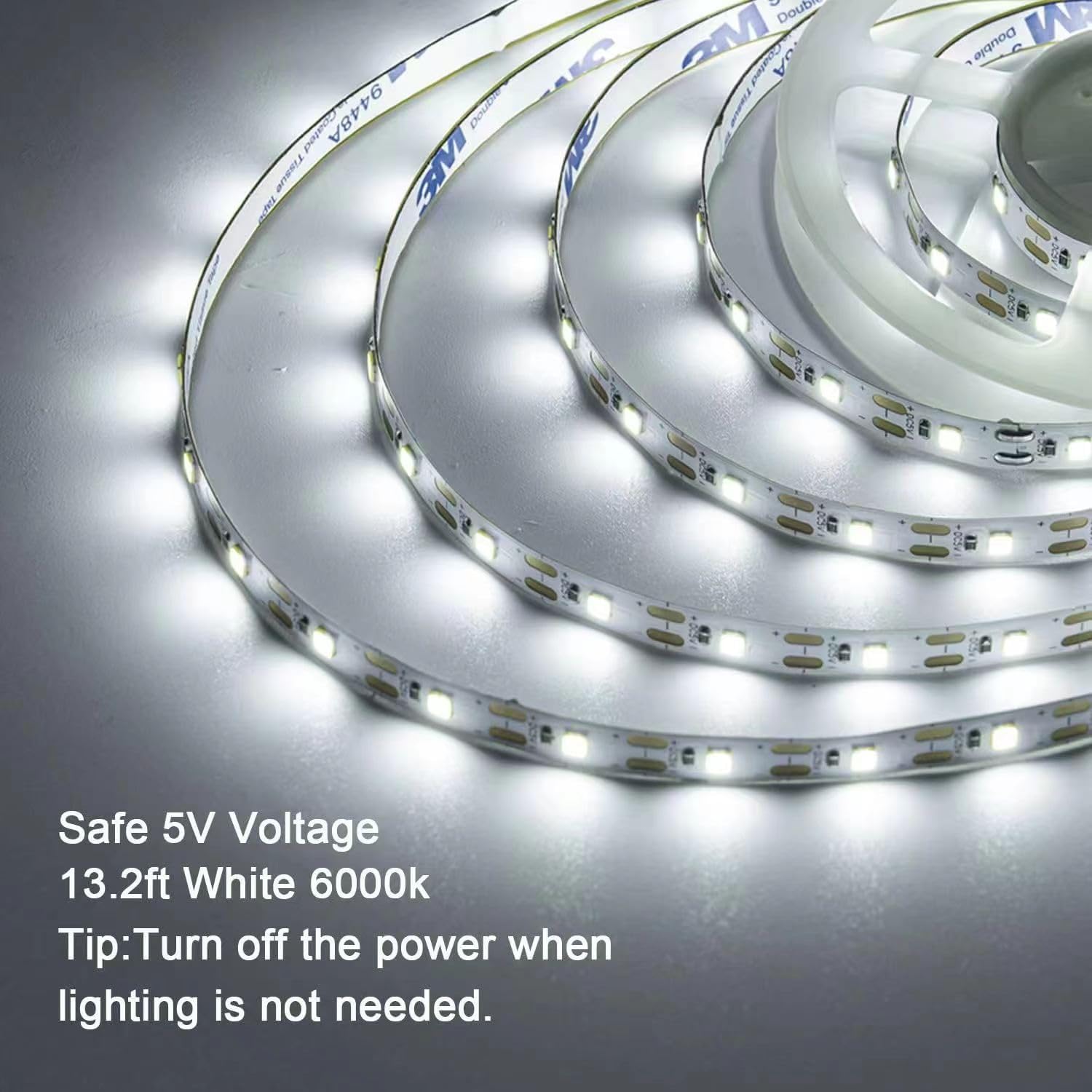 Battery Powered LED Strip Lights, 5V, Daylight White,Cuttable to Size, 13.2ft with 240 LEDs, Portable Lighting, Requires 3xAA Batteries (not Included), Not Waterproof, 2 Packs, Each 6.6ft.