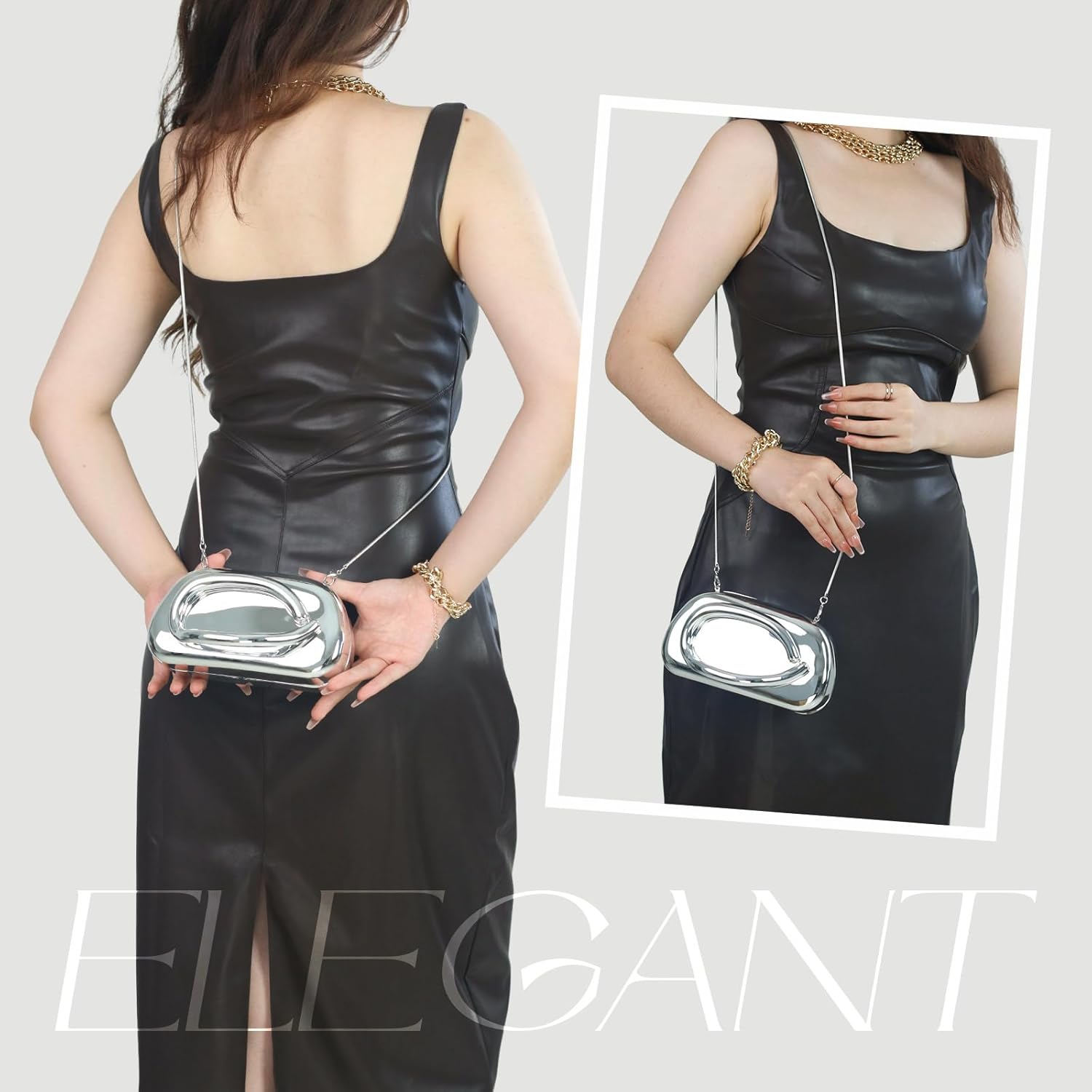 Acrylic Clutch Purse for Women,Unique Trendy Metal Handle Evening Bag for Wedding Party Formal Prom - Image 6