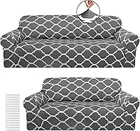 Vista 10 de Peryiter - Juego de 2 fundas para sofá para sala de estar, protector de muebles para sofá y sofás de dos plazas, sillón, funda elástica ajustada