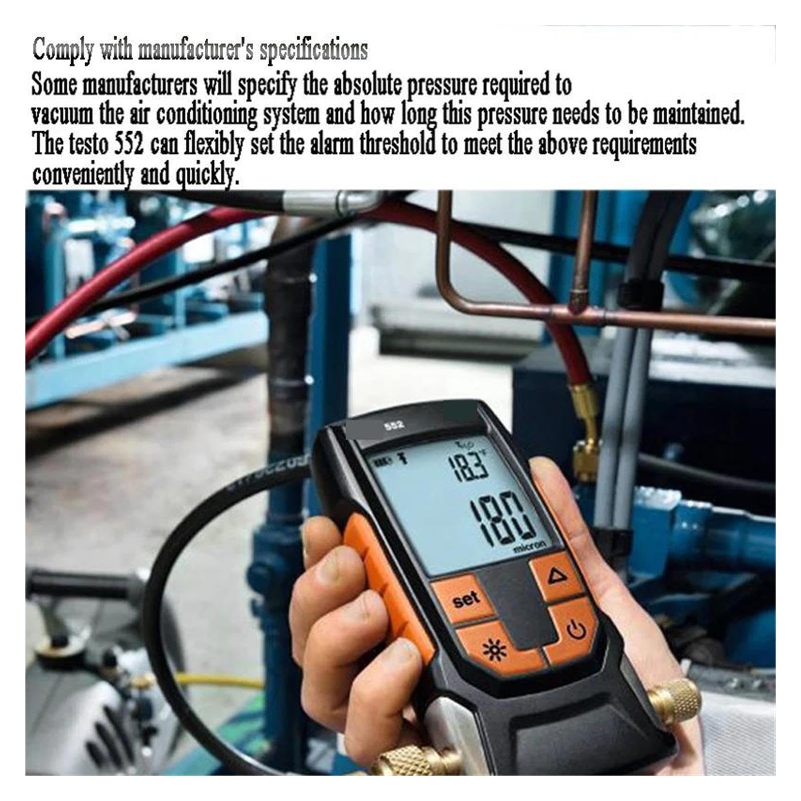 Medidor de vacío Digital 552 0560 5522 Instrumento medición 0-26,66 mbar Compatible con Bluetooth para Uso doméstico