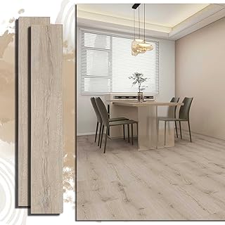Durable Rigid Core Vinyl Flooring | 0.2" Thick Waterproof Planks | Anti-Slip Surface | Attached Padding | Ideal for Pets & Kids​ (21.5 Sq. Ft) (Sandy Oak)