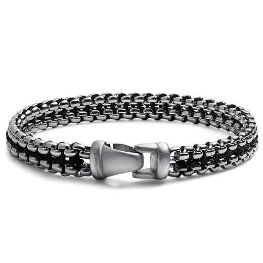Elegatto Argos Premium Steel Link Bracelet for Men | Intricately Woven Polished Stainless Steel Finish | Men's Designer Jewelry Bracelets