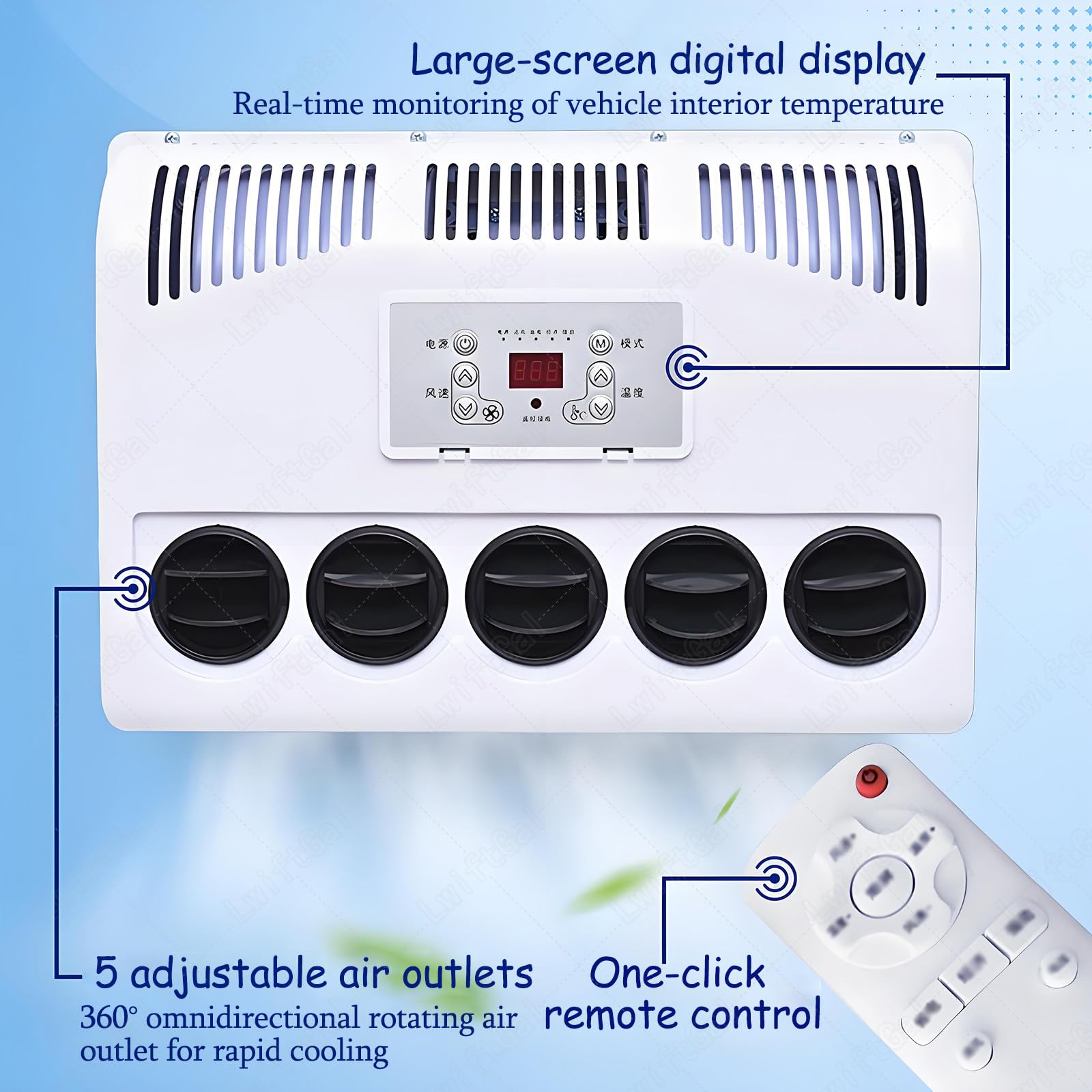 Aire Acondicionado para Cabina De CamióN (12v/24v), Unidad De Aire Acondicionado Split para VehíCulos Recreativos (RV),Semirremolques,Autocaravanas,Autobuses Y Furgonetas Camper Red-12V