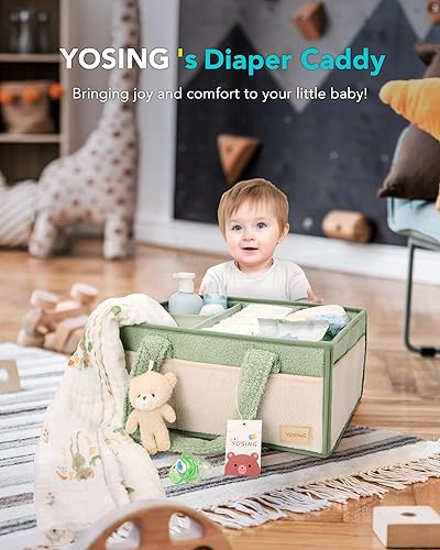 Miniatura 5 de YOSING Organizador de pañales con 13 bolsillos y divisores extraíbles, cesta de almacenamiento portátil para bebé, viajes en coche y artículos