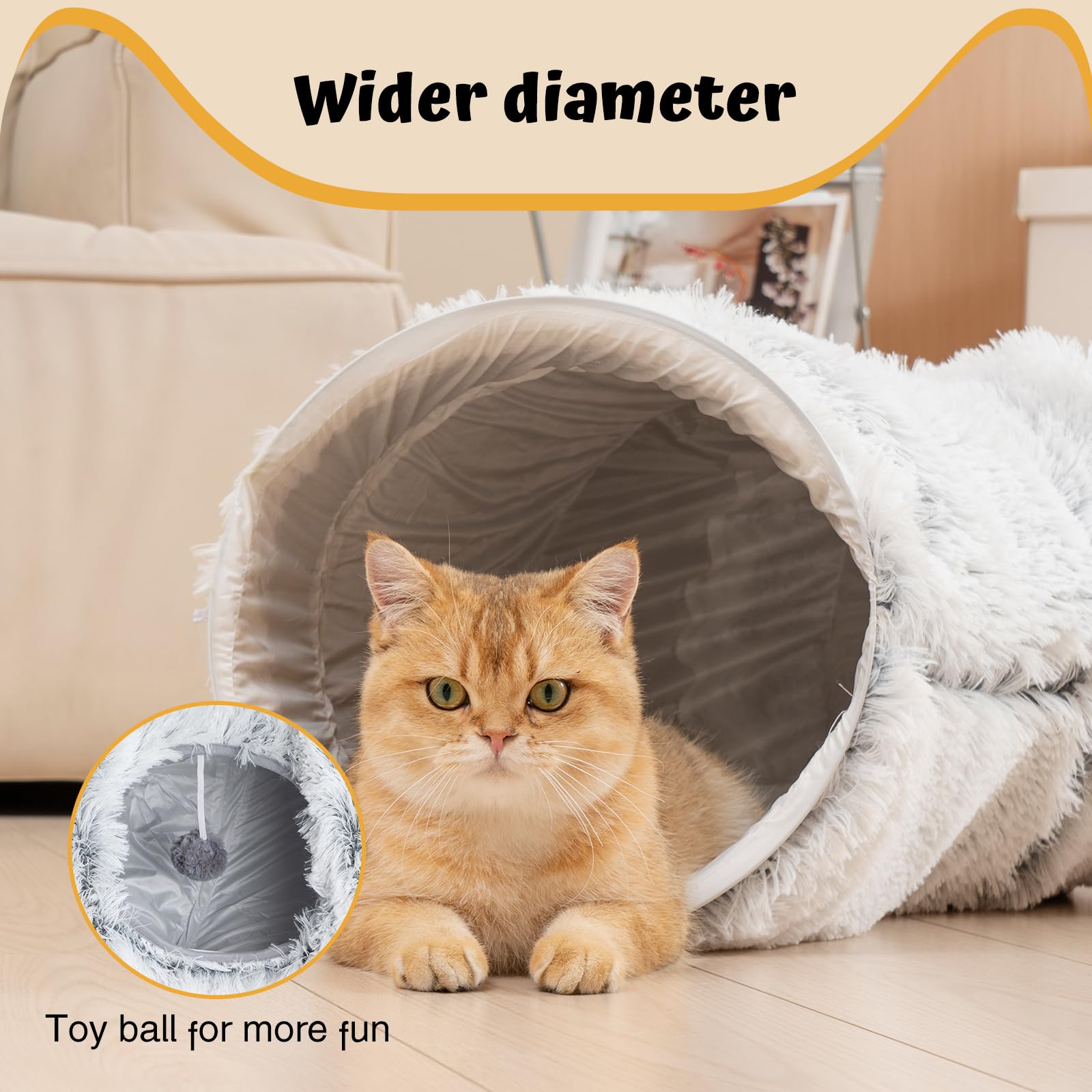Avont Cuccia Gatto con Tunnel Per Gatti, Giochi per Gatti -Grigio