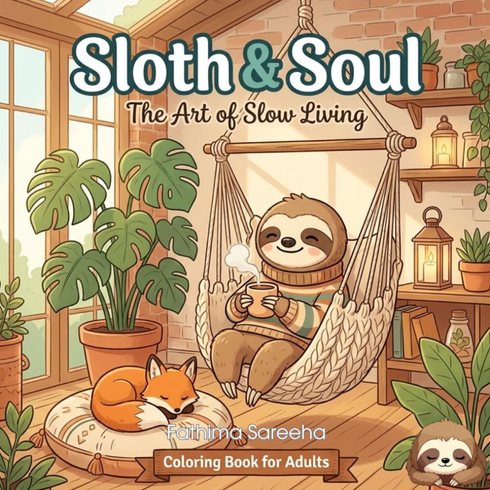 Sloth & Soul: The Art of Slow Living: A Cozy Sanctuary Coloring Book for Adults – Simple, Mindful Designs for Stress Relief and Relaxation
