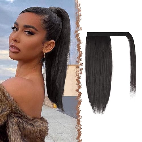 Miniatura 1 de FESHFEN - Extensión de cola de caballo natural, cola de caballo larga. Pieza de pelo sintético con clip, para mujeres y niñas