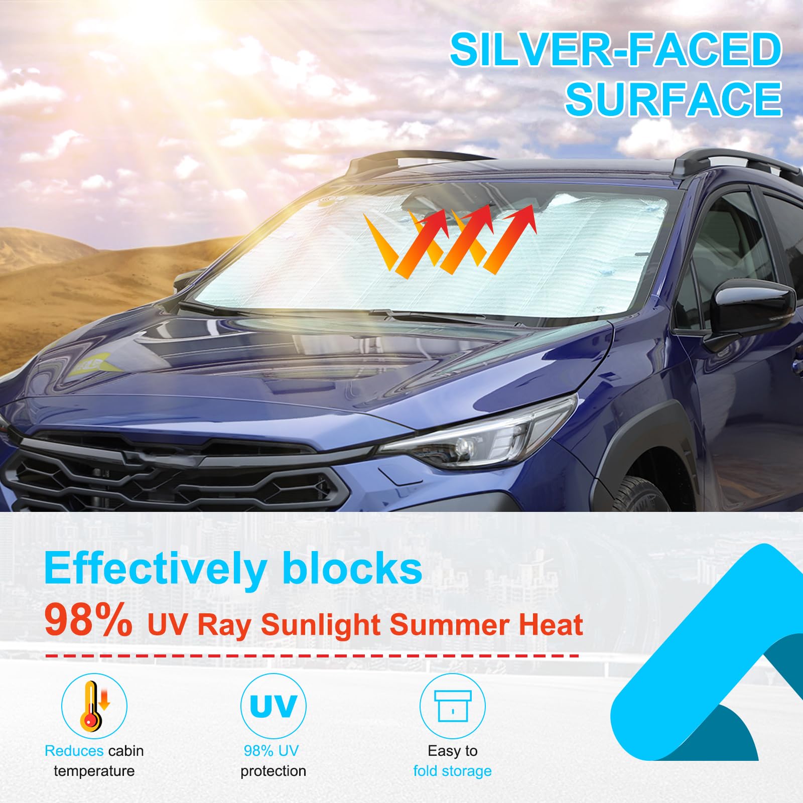 Parasol para parabrisas compatible con Sub@ru Crosstrek 2024 2025+ Accesorios, parasol para ventana delantera, bloqueador de calor, protector reflectante para mantener tu coche fresco, 1