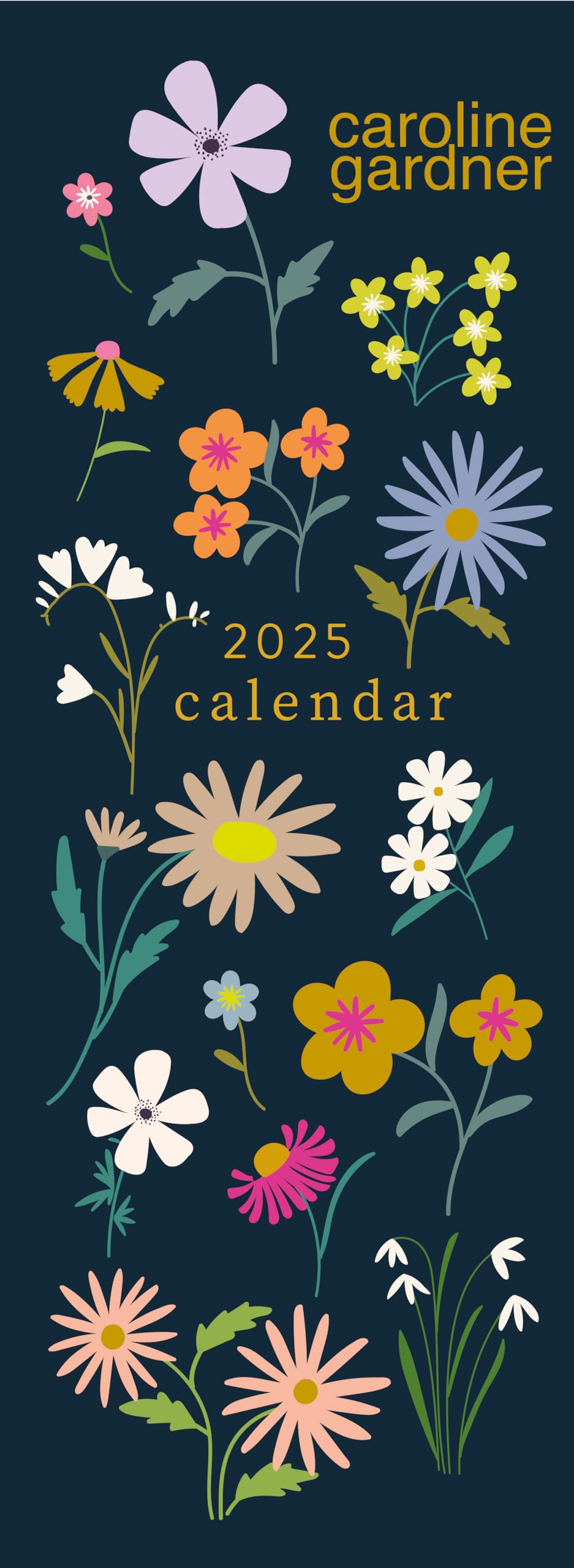 Portico Designs Ltd2025 Caroline Gardner Botanical Blooms Slim Calendar