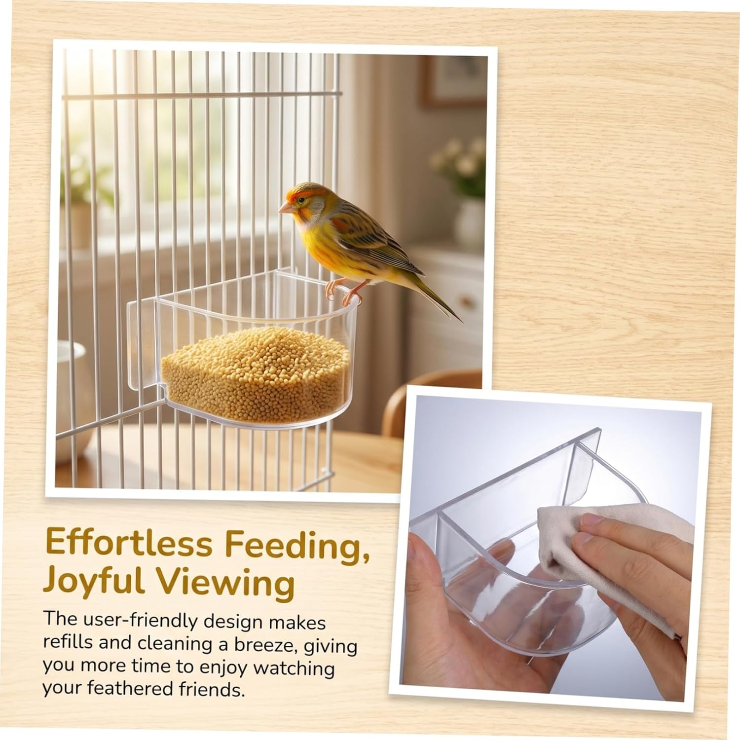 Luxshiny Plastic Easy to Clean Bird Feeder Food Bowl for Small Birds and Parrots Versatile Use Cage Food Container with Thick Semicircle Design for Pet Owners image 3
