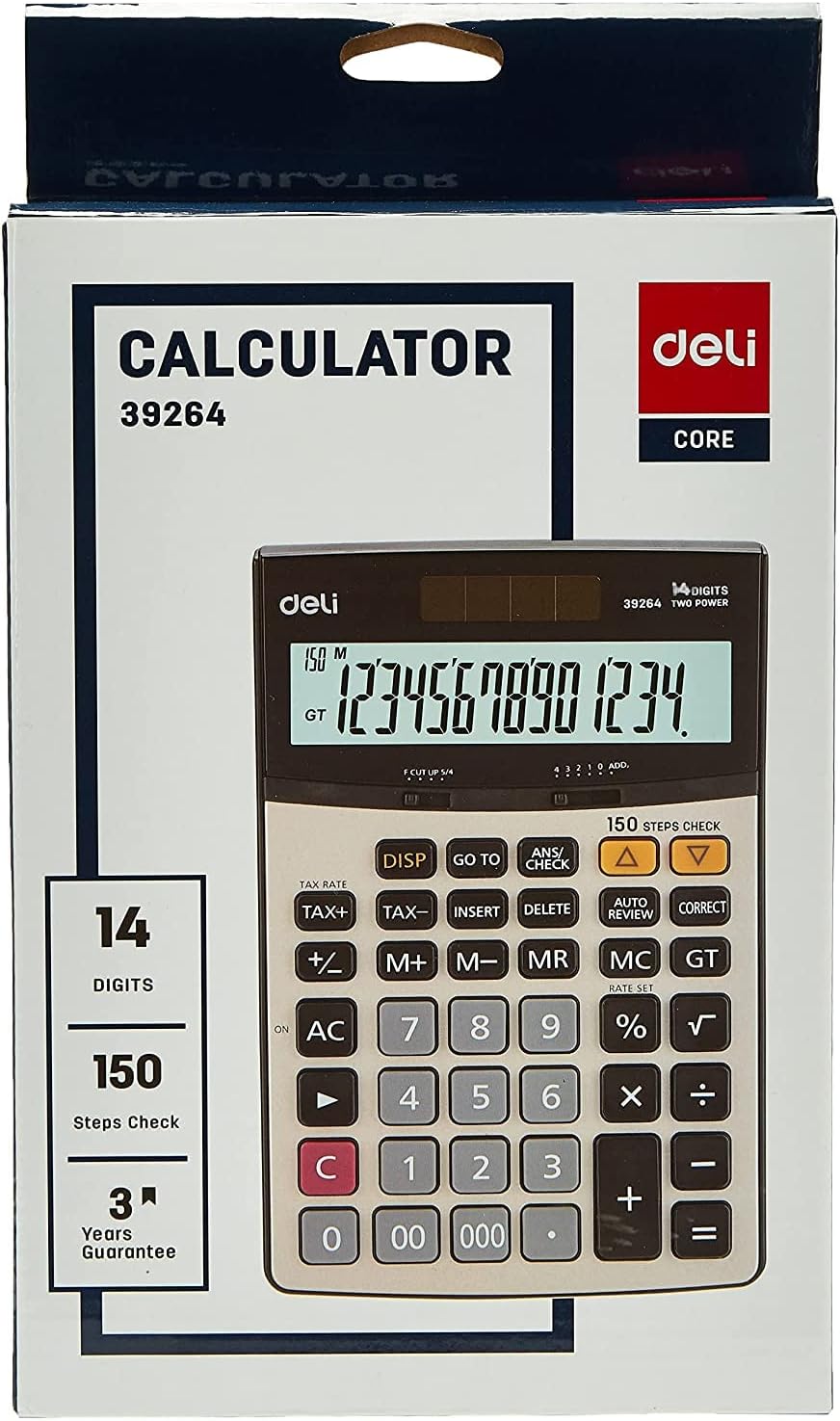 Deli 14 Digits 150 Steps check Desktop Calculator-Brown