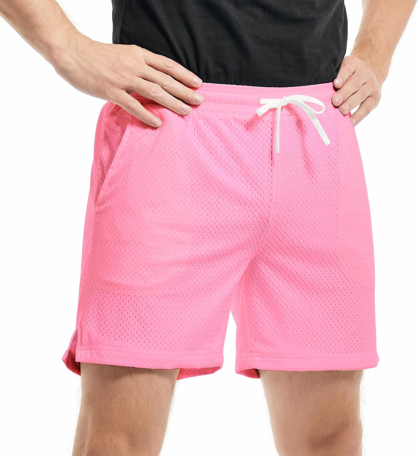 AIMPACT Mens Mesh Shorts Breathable Double Layer Fabric 6 Inch Basketball Sportswear Lounge Shorts