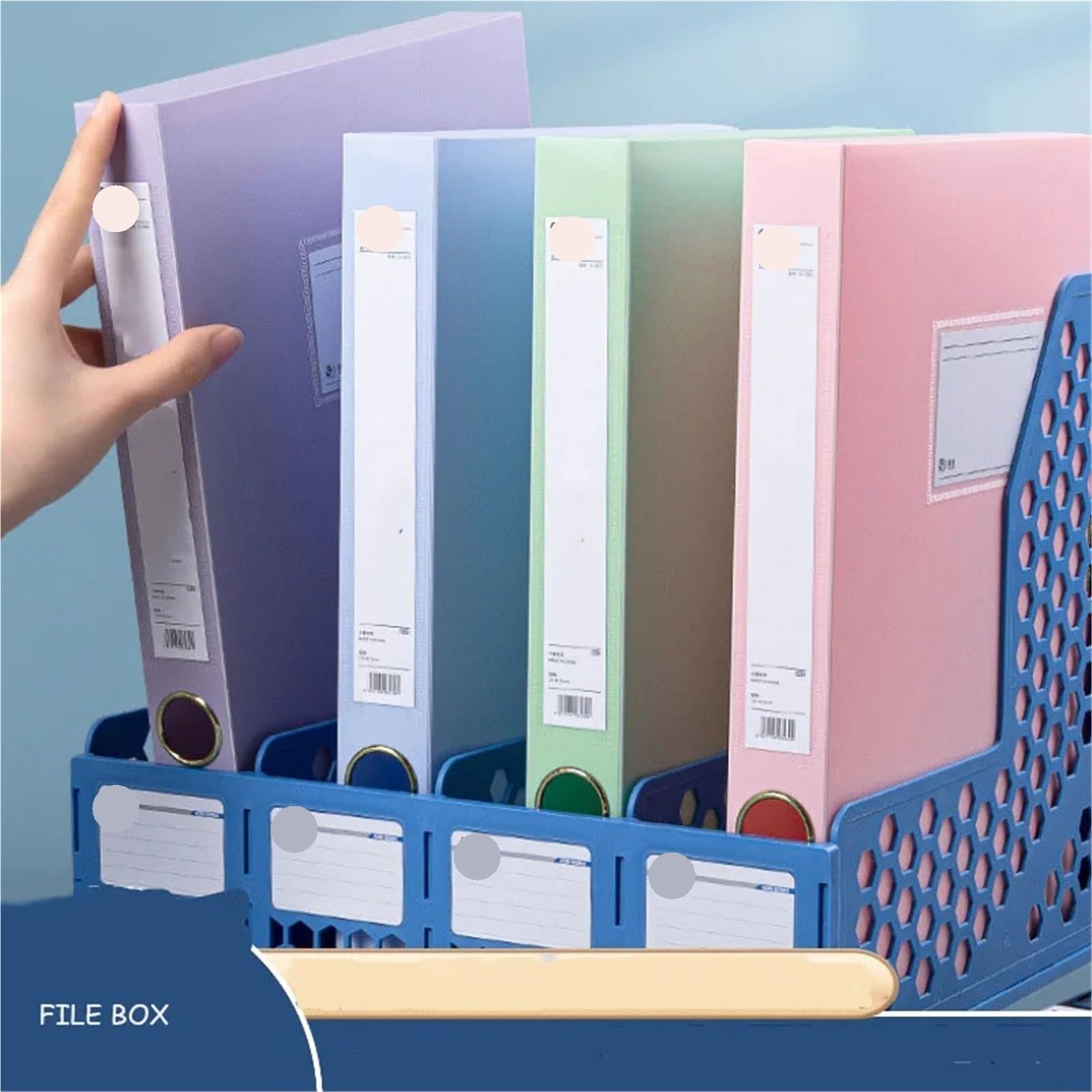 Carpeta Box Cajón organizador de papel de oficina, carpeta de almacenamiento de gran capacidad, mesa de información de facturas, archivador plegable, 5 uds. Para Almacenar Documentos(Blue)