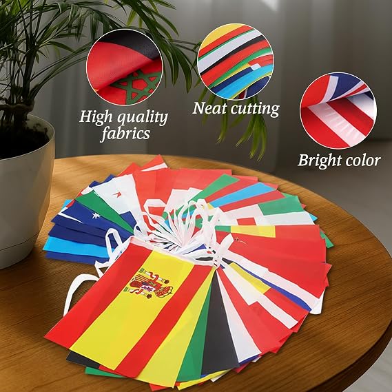 100 Countries String Flag Banner Set- 82Ft International World Flags Bunting Durable Mini Polyester Flags for Party Decorations, Classroom, Sports Events, Olympics, World Cup & Cultural Festival Decor