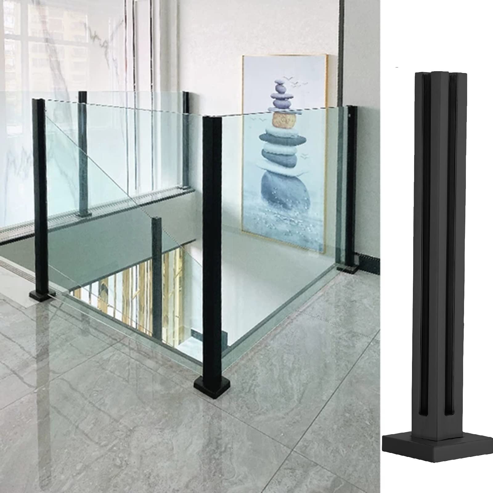 Colonne d'angle de balustrade en métal 85 cm pour une fixation robuste de clôture extérieure