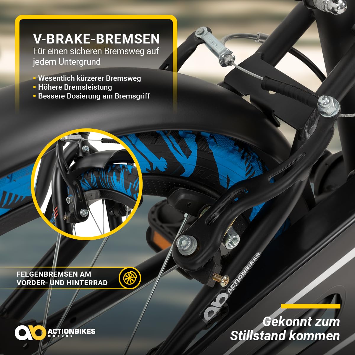 Actionbikes Kinderfahrrad | 16 18 20 24 Zoll - V-Brake Bremsen - Fahrrad für Kinder von 4-12 Jahren - Schutzblech v. / h - Kinder Fahrrad für Mädchen & Jungen - Fahrräder - Bicycle - Kinderrad