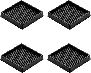3X3 Rubber Caster Cups, Non Slip Furniture Pads, Anti-Slip Furniture Gripper, Anti Skid Furnitures Feet, Anti Slide Floor Protector for Bed Couch Stoppers (4 Pack, Black)