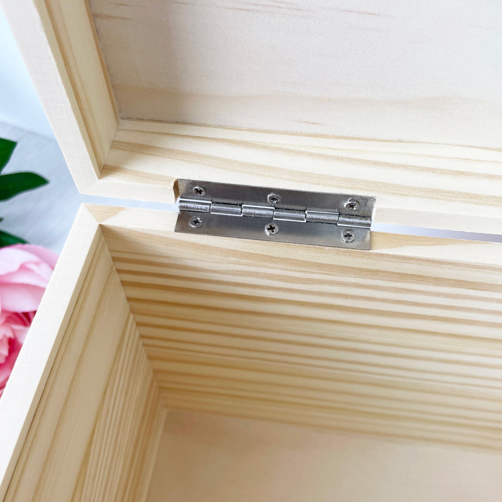 Caja de recuerdos de madera personalizable con diseño floral rosa | Día de la Madre, aniversario, regalo de cumpleaños para ella | 26 x 18,9 x 15,5 cm (ancho x profundidad