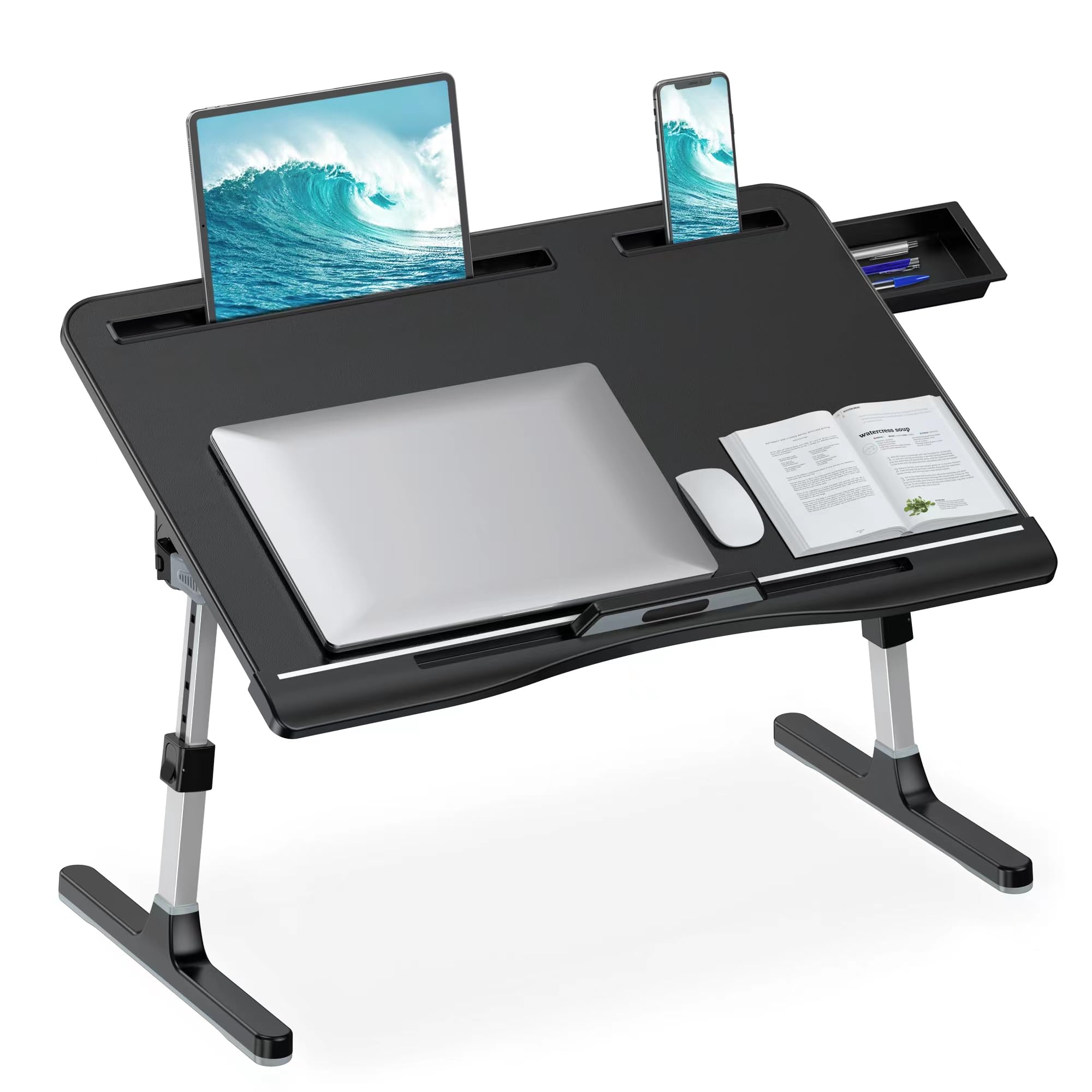 ノートPC LG "Black, Tray, Desktop/Notebook" Amazon.com: HETTHI Laptop Stand for Bed, Adjustable Leather Bed