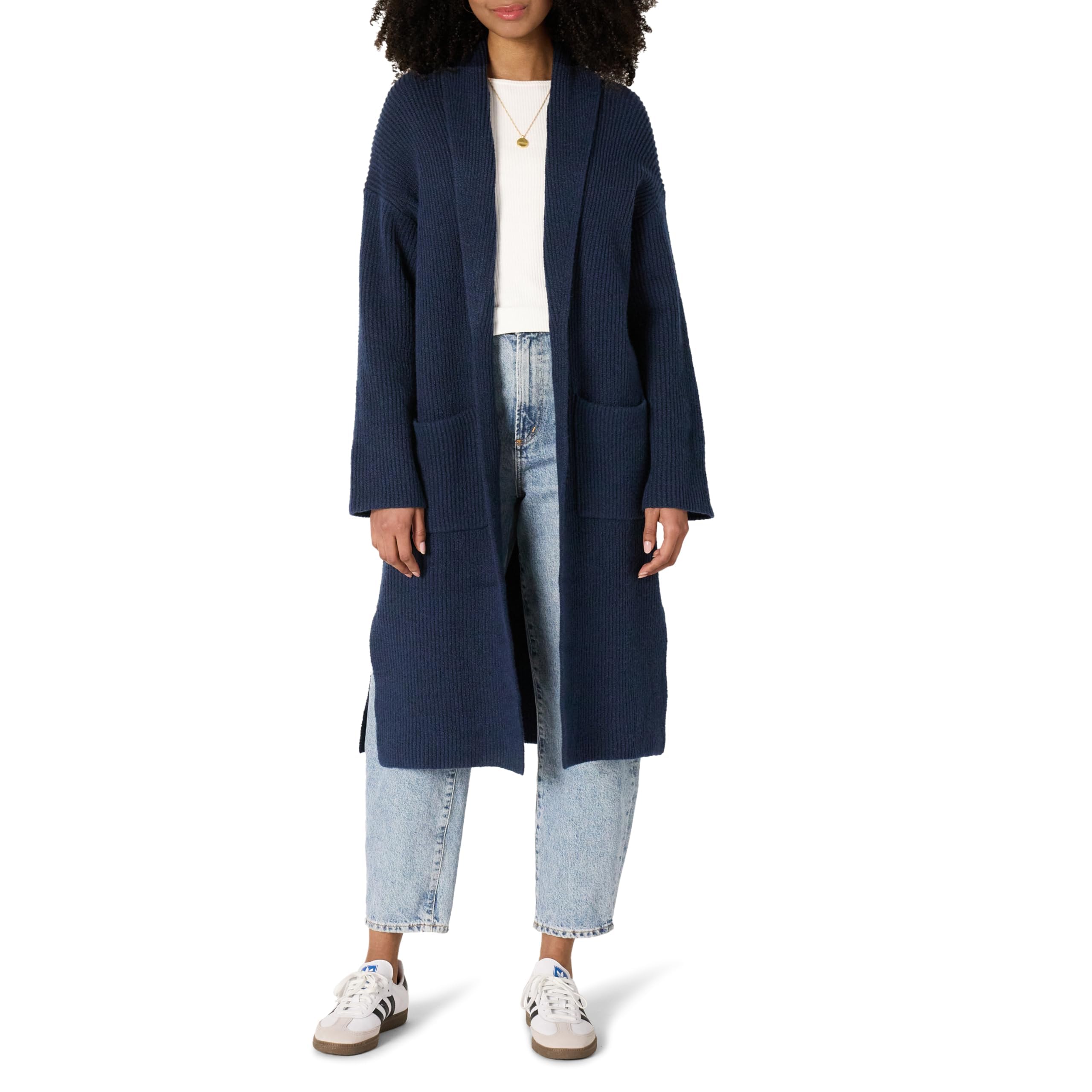 Amazon Essentials Damen Oversized Fit Langer Strickmantel aus Baumwollmischgewebe