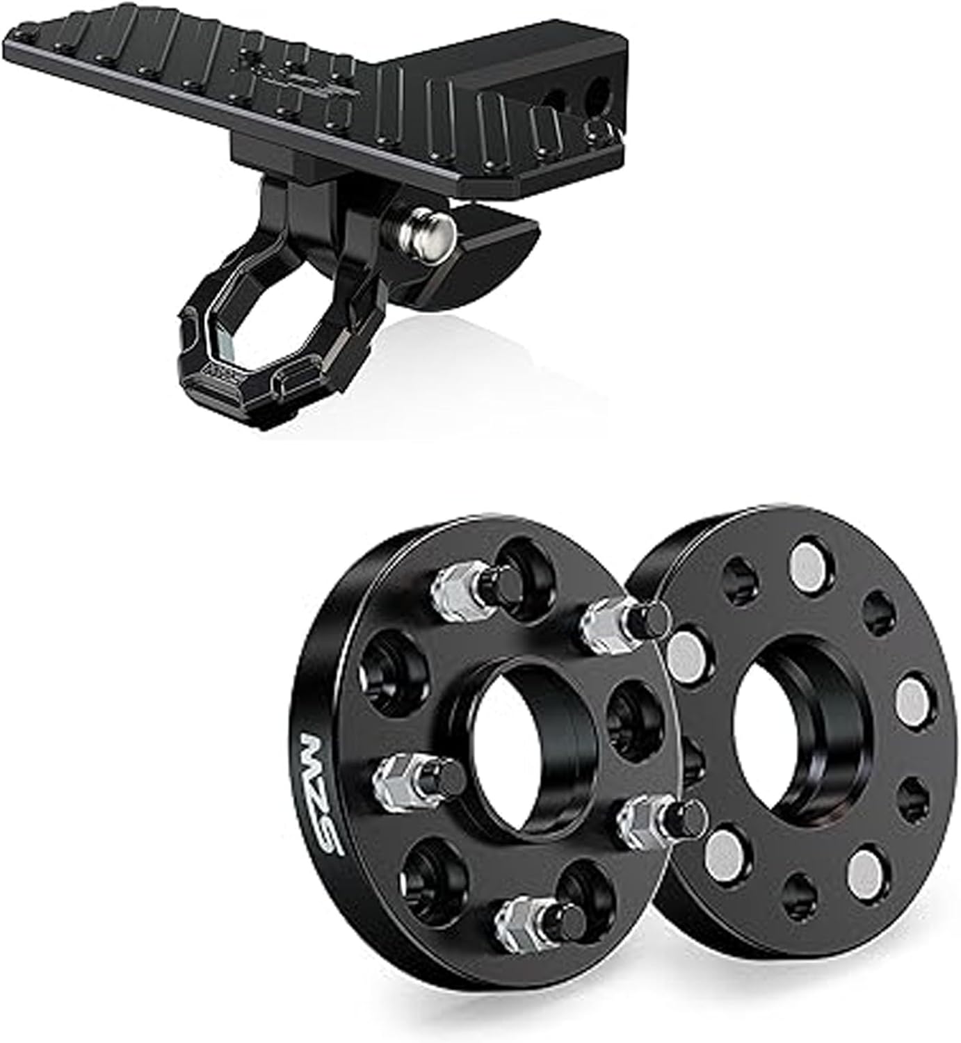 MZS Hitch Slider with Shackle + Wheel Spacers 64.1mm Bore Compatible with Car SUV